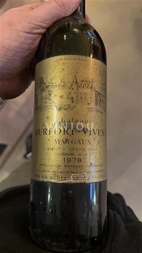 Vinos Rouge sec Château Durfort-Vivens 1978 Francia Burdeos Margaux AOC Grand Cru