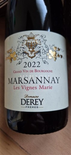 Bourgogne Marsannay Domaine Derey Frères Les Vignes Marie 2022