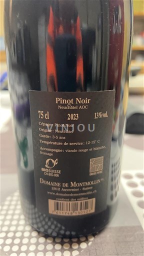 Neuchâtel Domaine Montmollin 2023