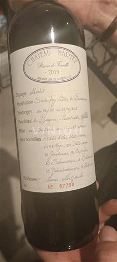 Bordeaux Saint-Émilion Grand Cru Grand Cru Château Madiot 2019