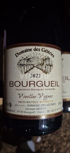 Lugina e Luarës Bourgueil Domaine Géleries Vieilles Vignes 2022