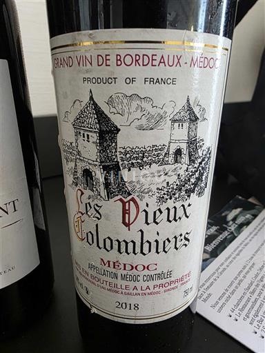 Bordeaux Médoc Les Vieux Colombiers 2018