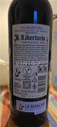 Kastilja-Mança La Mancha Libertario Tempranillo 2024