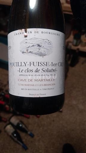 Vini Blanc sec Le clos de Solutré Cave de Martailly 2020 Francia Borgogna Pouilly-fuissé AOC Premier Cru
