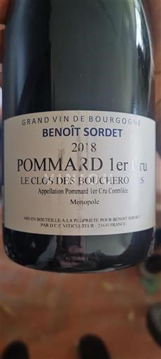 Borgogna Non specificato Premier Cru Benoît Sordet Le Clos des Boucherottes 2018