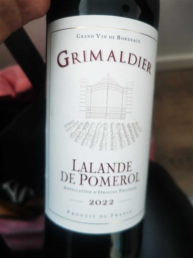 Viner Rouge sec Grimaldier 2022 Frankrike Bordeaux Lalande-de-Pomerol AOC