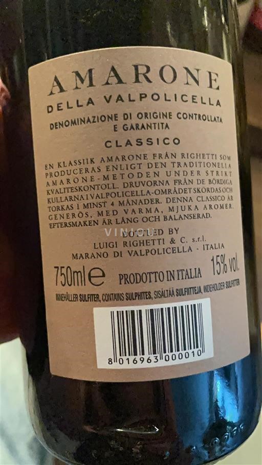 Veneto Амароне дела Валполичела Luigi Righetti Classico Non Millésimé