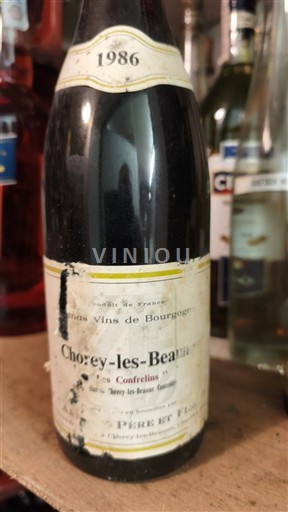 Vini Rouge sec Les Confrelins Perret Fils 1986 Francia Borgogna Chorey-lès-Beaune AOC