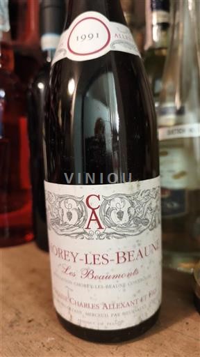 Burgundi Chorey-lès-Beaune Charles Allexant et Fils Les Boutières 1991