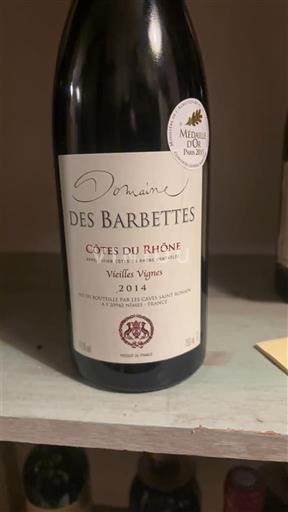 Рона долина Кот дю Рон Domaine Barbettes Vieilles Vignes 2014