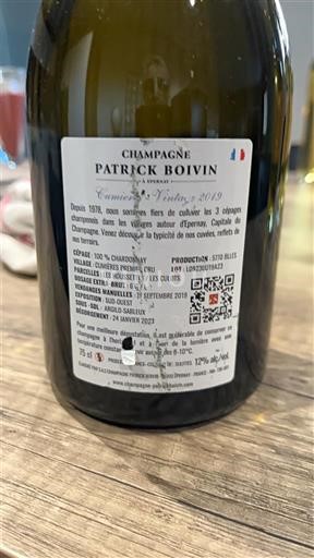 Champagne Șampanie Patrick Boivin Tavernier-Tendron 2019