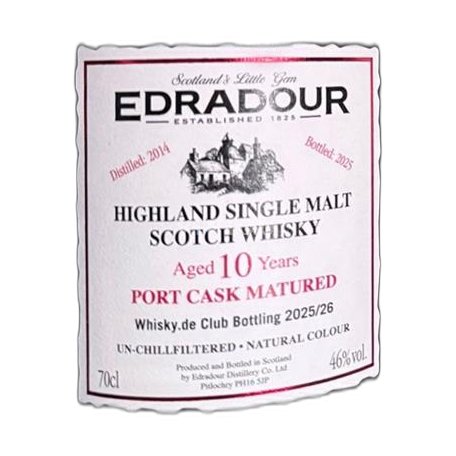 Whisky Single Malt Whisky Edradour Port Pipe 10 Jahre Edradour 10a - 2014 Skottland Highlands
