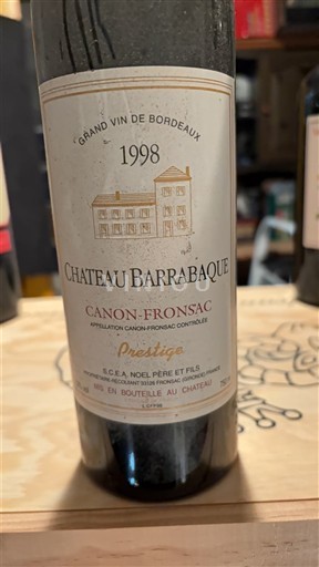 Bordoja Canon-Fronsac Château Barrabaque Prestige 1998