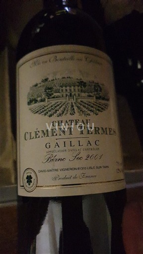 Jugperëndim Gaillac Château Clément Termes Primo Ige 2001