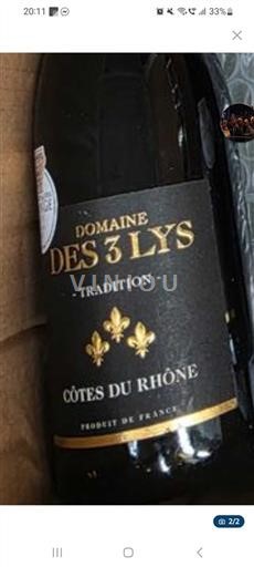 Vinhos Rouge sec Tradition Domaine 3 Lys Non millésimé França Vale do Ródano Côtes-do-Ródano AOC