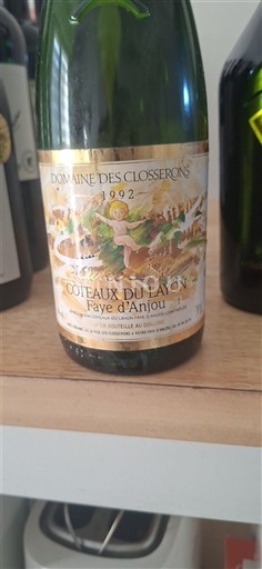 Viner Blanc moelleux CUVEE LIZA Domaine Des Closserons 1992 Frankrike Loiredalen Coteaux-du-Layon AOC