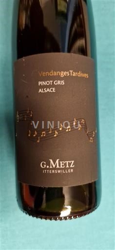 Алзас Аласас Vendanges Tardives G. Metz Vendanges Tardives Non Millésimé