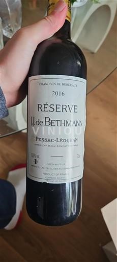 Bordeaux Pessac-Léognan J.L. de Bethmann Réserve 2016