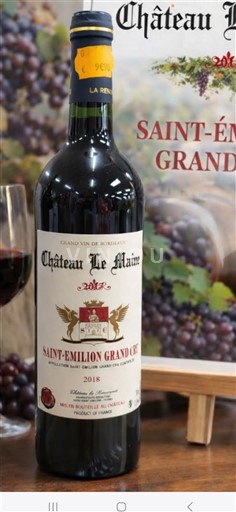 Bordoja Saint-Émilion Grand Cru Grand Cru Château Le Maine 2018