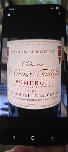 Bordoja Pomerol Château La Croix Taillefer 1999