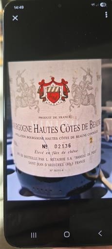 Burgund Hautes Côtes de Beaune L. Metairie 1993