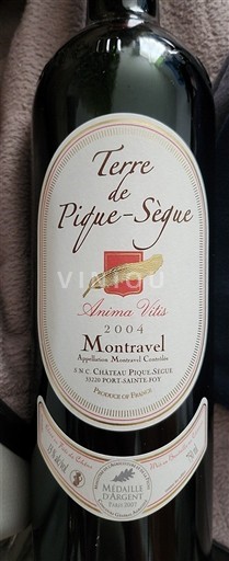 Sørvest Montravel Château Pique-Sègue Terre de Pique-Sègue Anima Vitis 2004