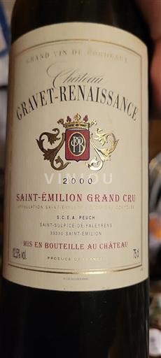 Bordoja Saint-Émilion Grand Cru Grand Cru Château Gravet-Renaissance 2000