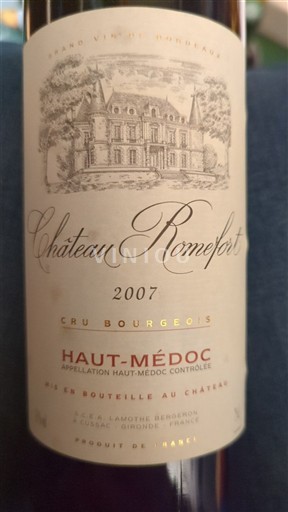 Bordoja Haut-Médoc Cru Bourgeois Château Romefort 2007