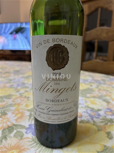 Bordeaux Domaine Mingets 2018