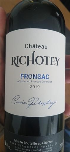 Bordo Фронсак Château Richotey Prestige 2019