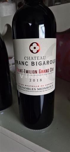 Bordoja Saint-Émilion Grand Cru Grand Cru Château Franc Bigaroux 2018
