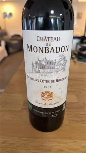 Bordoja Castillon-côtes-de-bordeaux Château Monbadon 2014