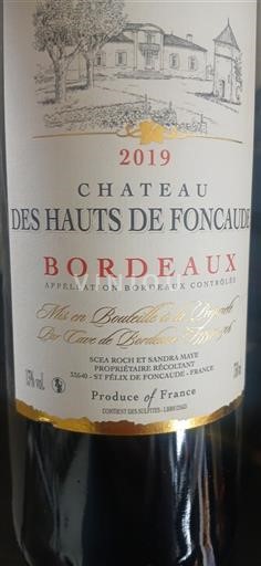 Bordo Château Hauts de Foncaude 2019