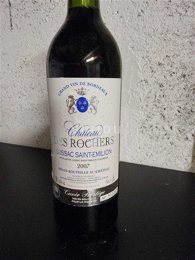 Bordoja Lussac-Saint-Émilion Château Rochers Prestige 2007