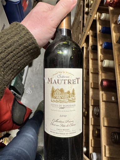 Bordoja Cotes-de-Bordeaux Château Mautret Collection Privée Élevé en Fûts de Chêne 2010