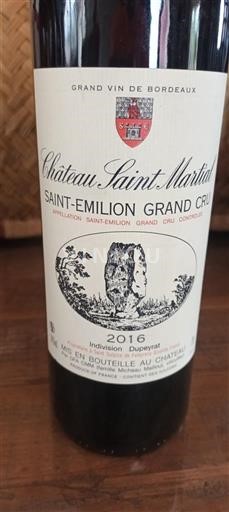 Bordoja Saint-Émilion Grand Cru Château Saint-Martin 2016