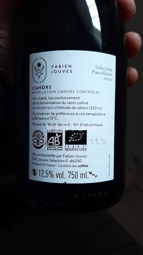 Вина Rouge sec Sélection Parcellaire Fabien Jouves 2020 Франція Південний Захід Канор✍ AOC