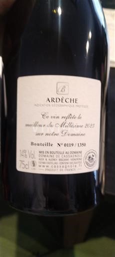 Alpi i Rodoska oblast Ardeš Domaine Cassagnole Le Millésime 2023
