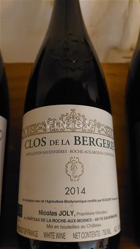 Lugina e Luarës Savennières-Roche-aux-Moines Château La Roche aux Moines Clos de la Bergerie 2014