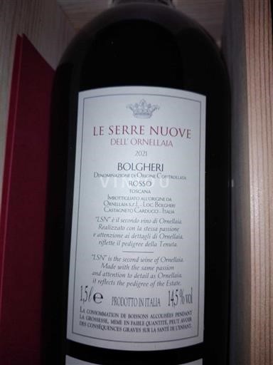 Toskana Boljeri Tenuta dell'Ornellaia Le Serre Nuove 2021