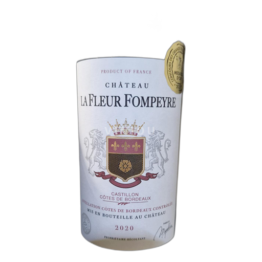Vin Rouge sec Château La Fleur Fompeyre 2020 France Bordeaux Castillon-côtes-de-bordeaux AOC