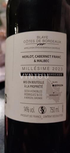 Bordoja Blaye-côtes-de-bordeaux Vignobles Rodriguez & Co 2023