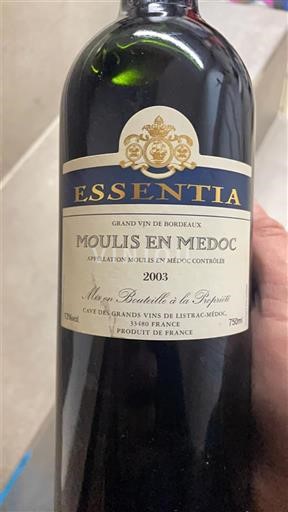 Bordoja Moulis-en-Médoc Cave des Grands Vins de Listrac-Médoc Essentia 2003