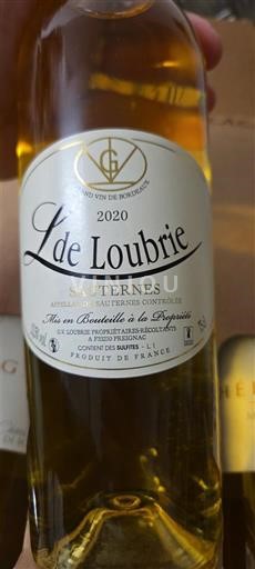 Bordoja Sauternes Loubrié L de Loubrié 2020