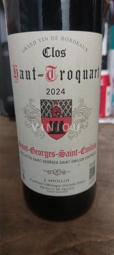 Bordoja Saint-Georges-Saint-Émilion Clos Haut-Troquart 2024