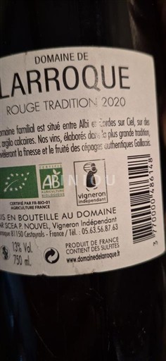 Jugperëndim Gaillac Domaine Larroque Rouge Tradition 2020