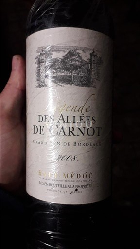 Bordoja Haut-Médoc Des Allées de Carnot Légende 2008