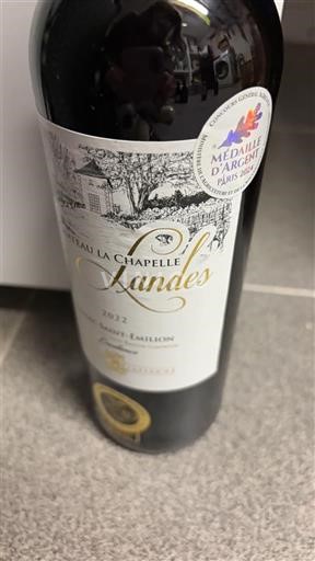 Bordoja Saint-Émilion Château La Chapelle Les Landes Médaille argent Paris 2024 2022