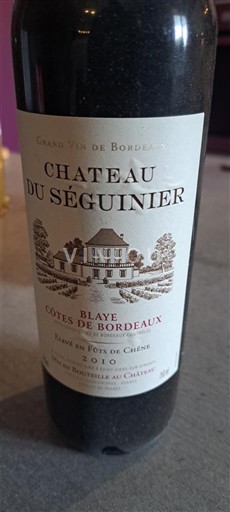 Bordoja Blaye-côtes-de-bordeaux Château Séguinier 2010