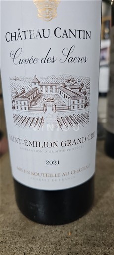 Bordo Сент-Емилион Гранд Кру Château Cantin des Sacres 2021